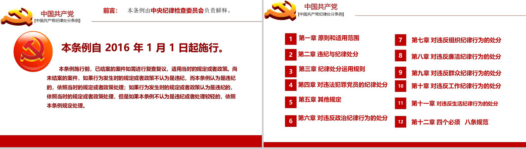 中国共产党纪律处分条例政府党建机关党建工作PPT模板-2