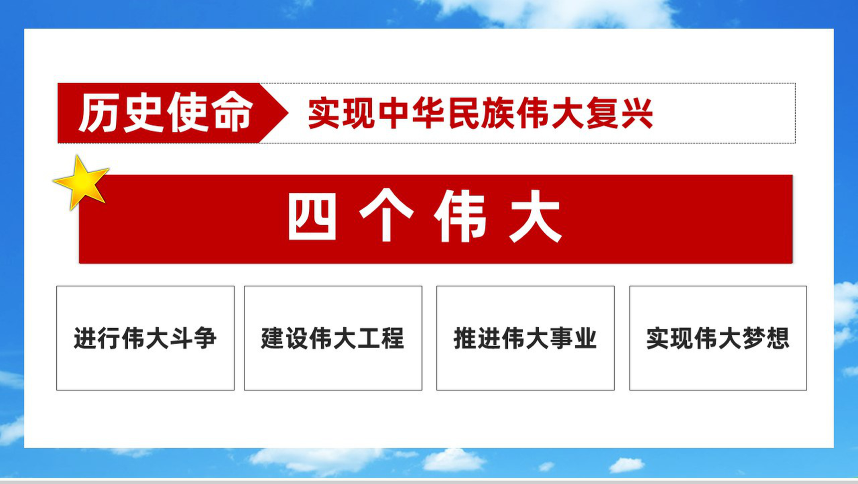 白云蓝天主题庆祝新中国成立XX周年PPT模板-10