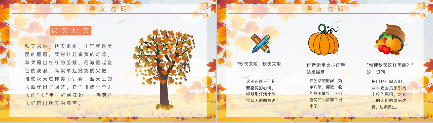 教师备课《秋天的图画》小学语文二年级人教版上册教学设计目标PPT模板-5