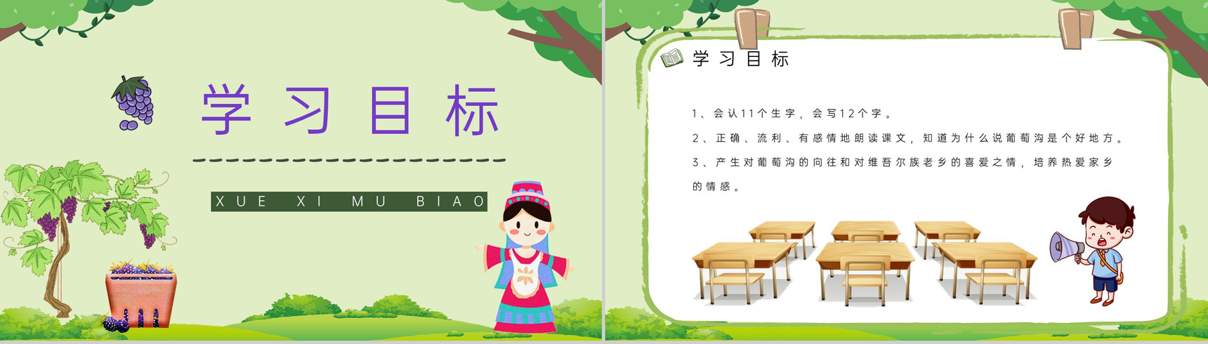 教案设计小学语文《葡萄沟》二年级下册人教版知识点梳理教师备课PPT模板-2
