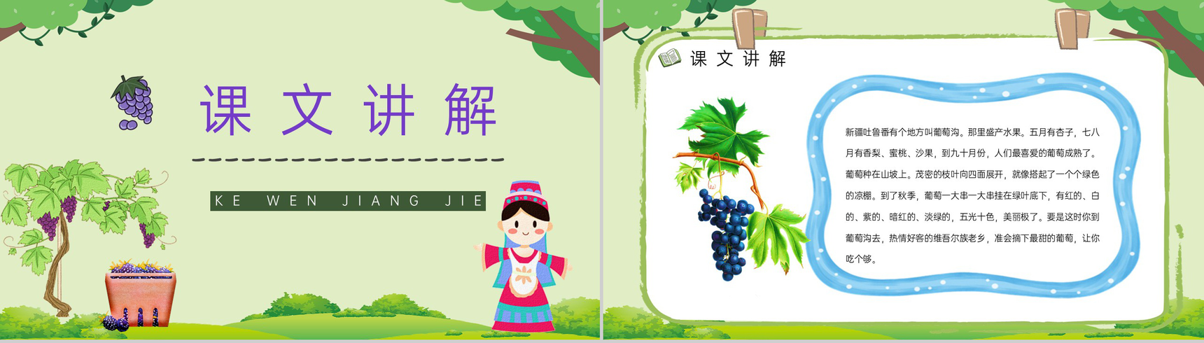 教案设计小学语文《葡萄沟》二年级下册人教版知识点梳理教师备课PPT模板-6