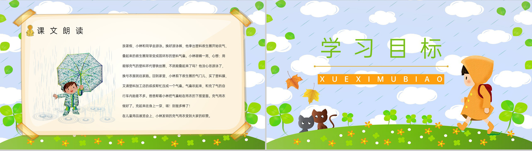 小学语文《充气雨衣》二年级下册课件设计教师教学过程梳理PPT模板-3