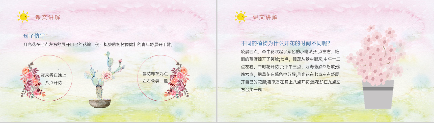 教学过程人教部编版《花钟》课后习题小学语文三年级上册课件PPT模板-7
