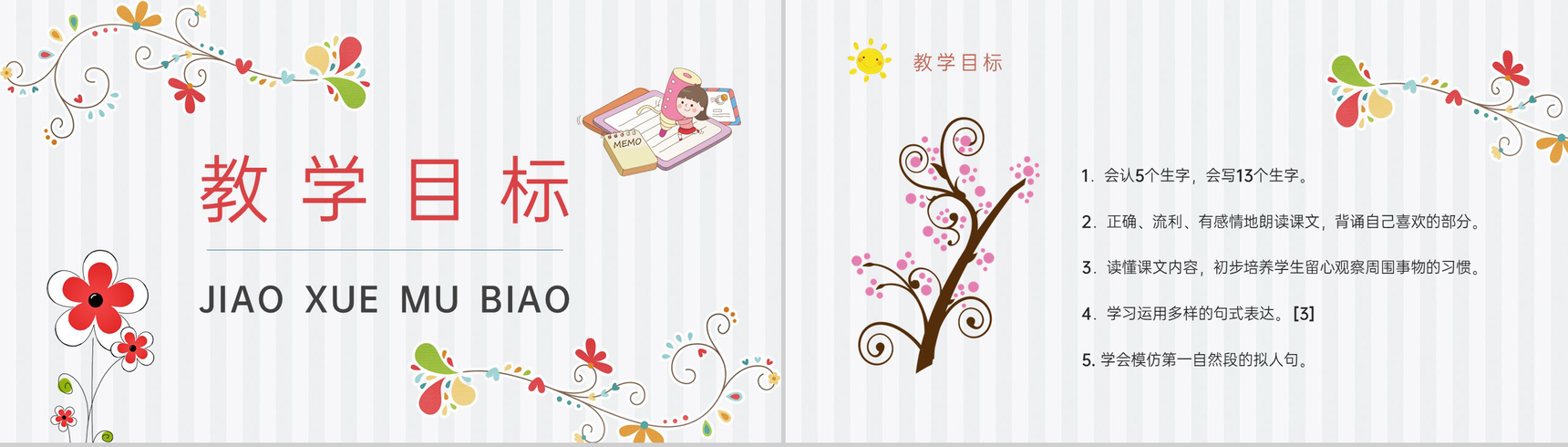 人教部编版教学目标小学语文三年级上册课件《花钟》教育培训PPT模板-2