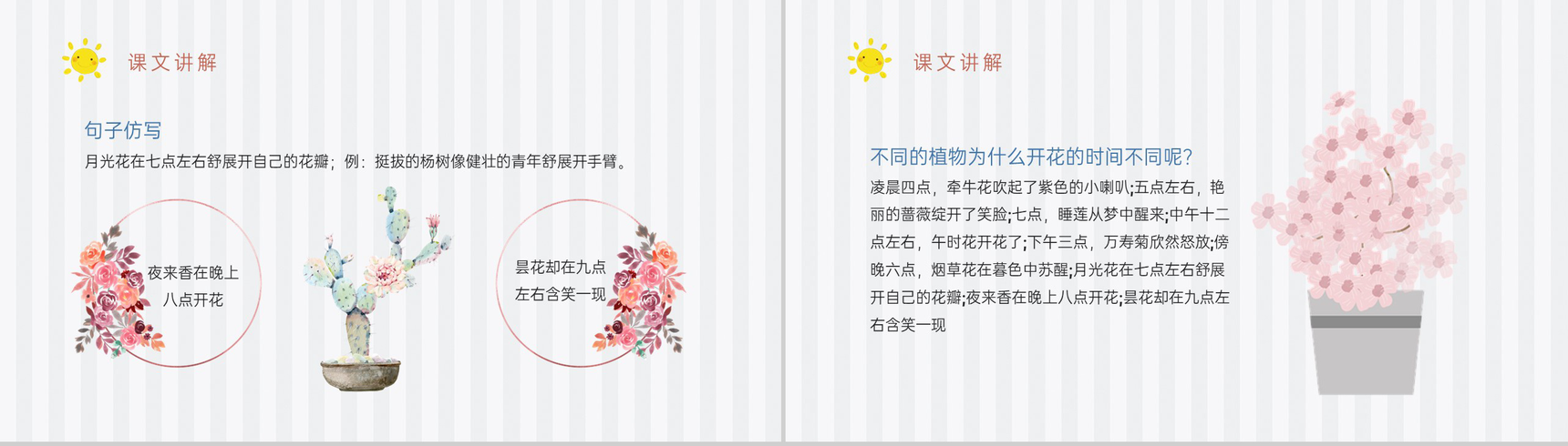 人教部编版教学目标小学语文三年级上册课件《花钟》教育培训PPT模板-7