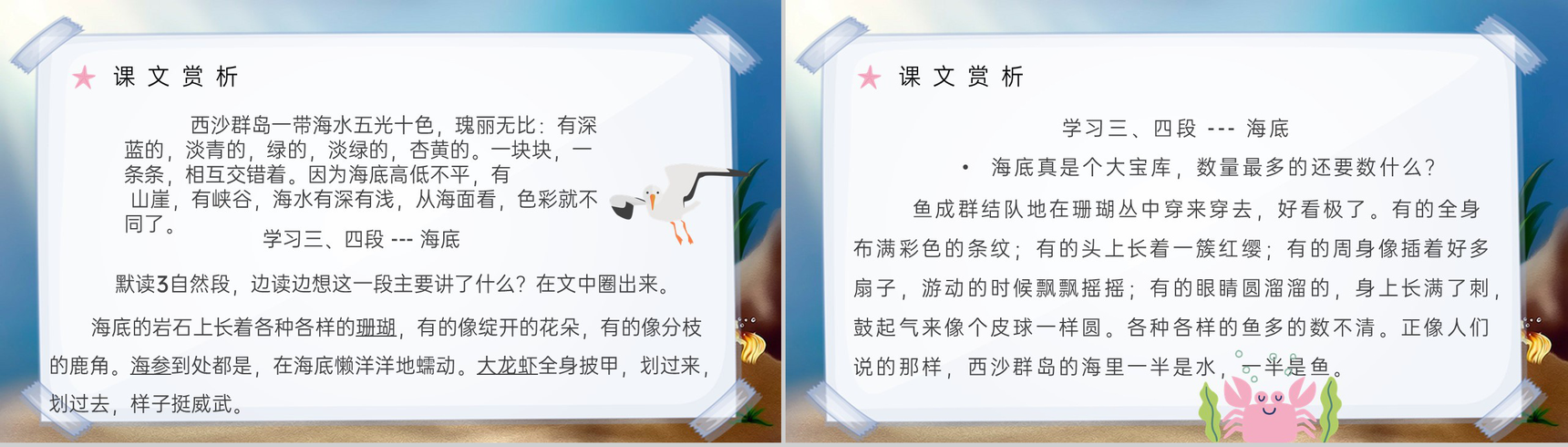 教学过程人教部编版《富饶的西沙群岛》课后习题小学语文三年级上册课件PPT模板-7