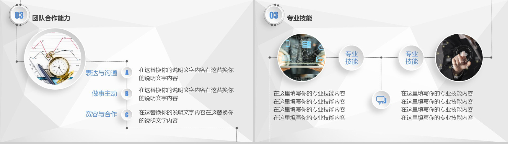 微粒体银色简约个人竞聘简历PPT模板-9