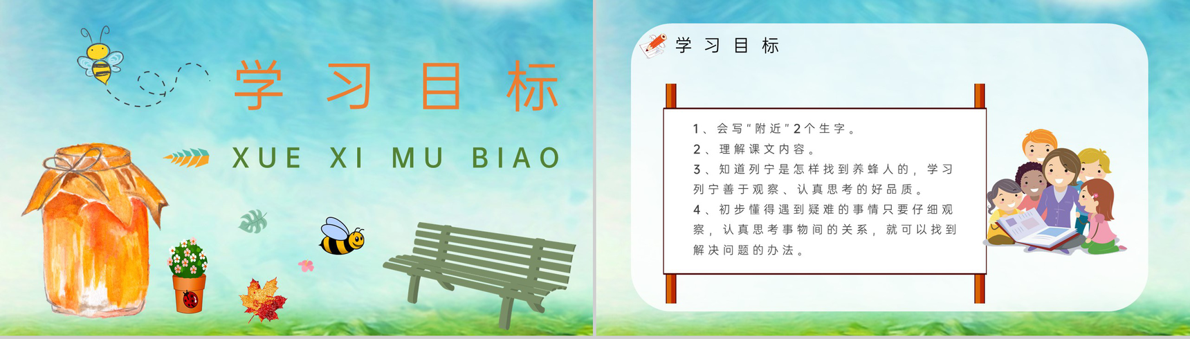 教师备课小学语文二年级下册课件《蜜蜂引路》教学目标PPT模板-4