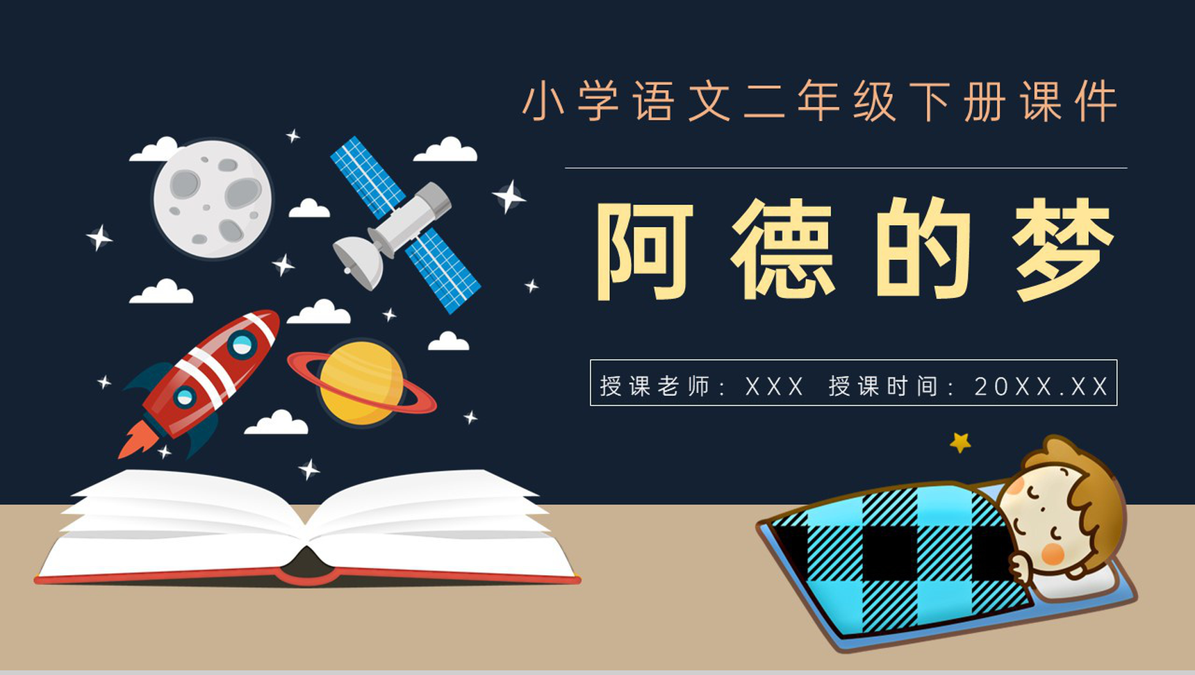 小学语文二年级下册课件教学过程《阿德的梦》课后习题PPT模板-1