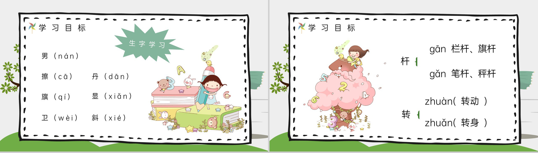 小学二年级语文下册《画风》课文知识点梳理教案设计通用PPT模板-3