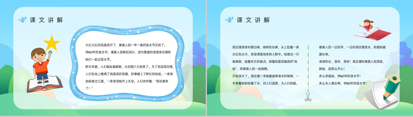 二年级语文下册《难忘的泼水节》小学老师教学准备重点难点梳理课件PPT模板-6