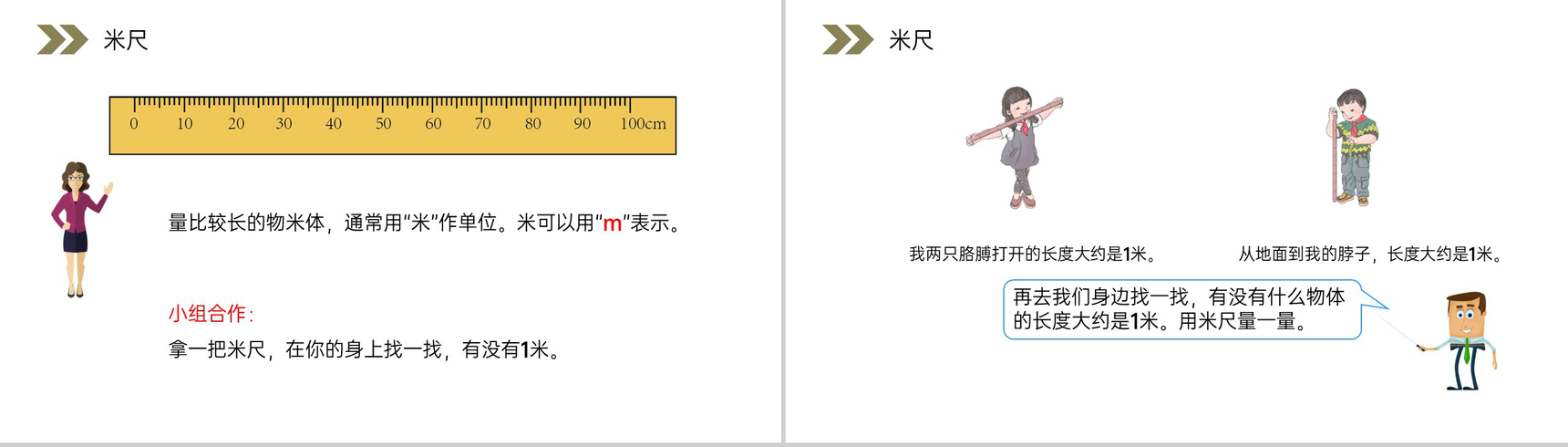 《认识米尺及米和厘米间的关系》人教版小学数学二年级上册PPT课件(第1.2课时)-4