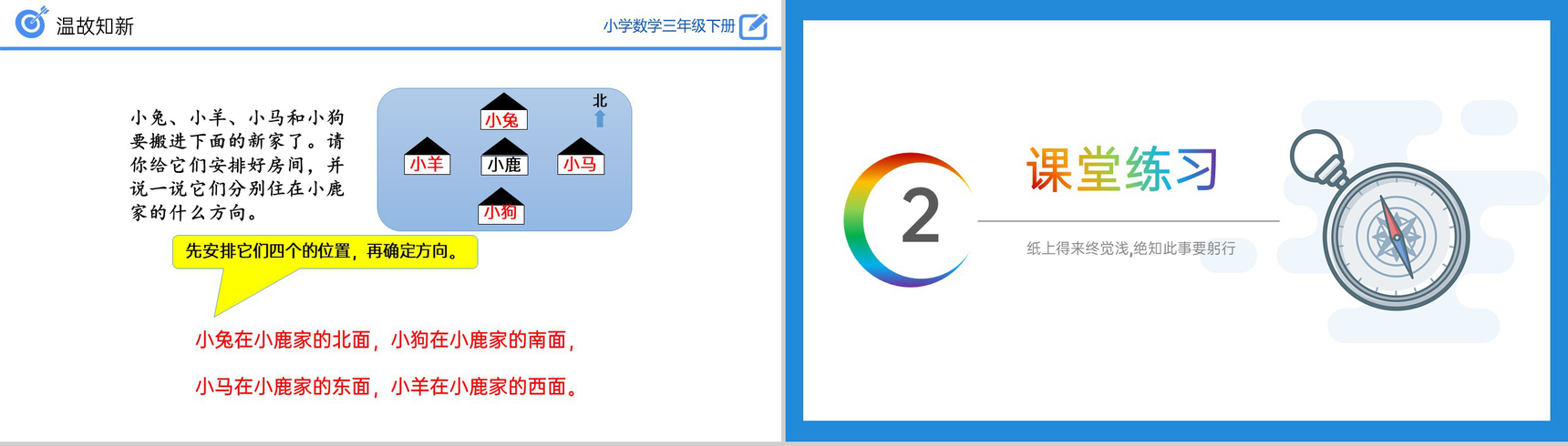 《认识东、南、西、北练习》小学数学三年级下册PPT课件(第1.2课时)-4