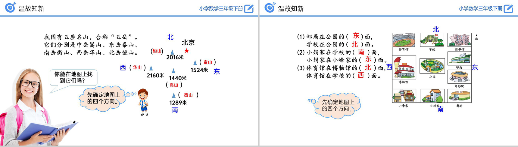 《认识东、南、西、北练习》小学数学三年级下册PPT课件(第1.2课时)-3