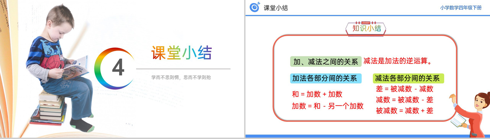 《加、减法的意义和各部分之间的关系》小学数学四年级下册PPT课件(第1.1课时)-12