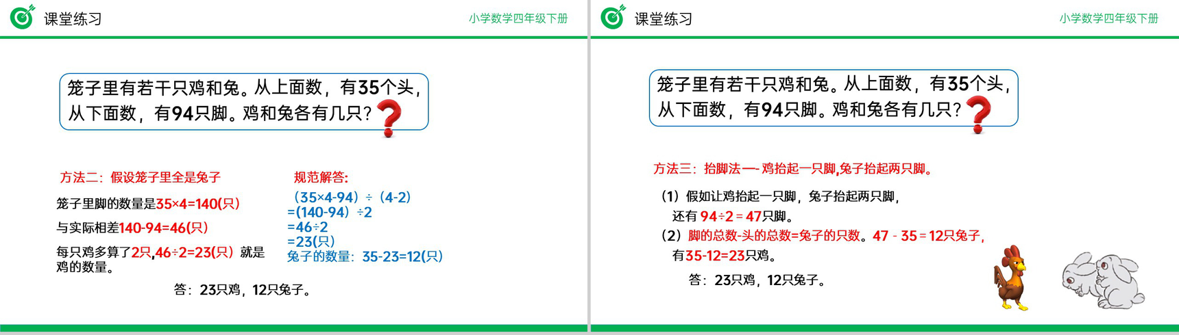 《鸡兔同笼》小学数学四年级下册PPT课件(第9.1课时)-9