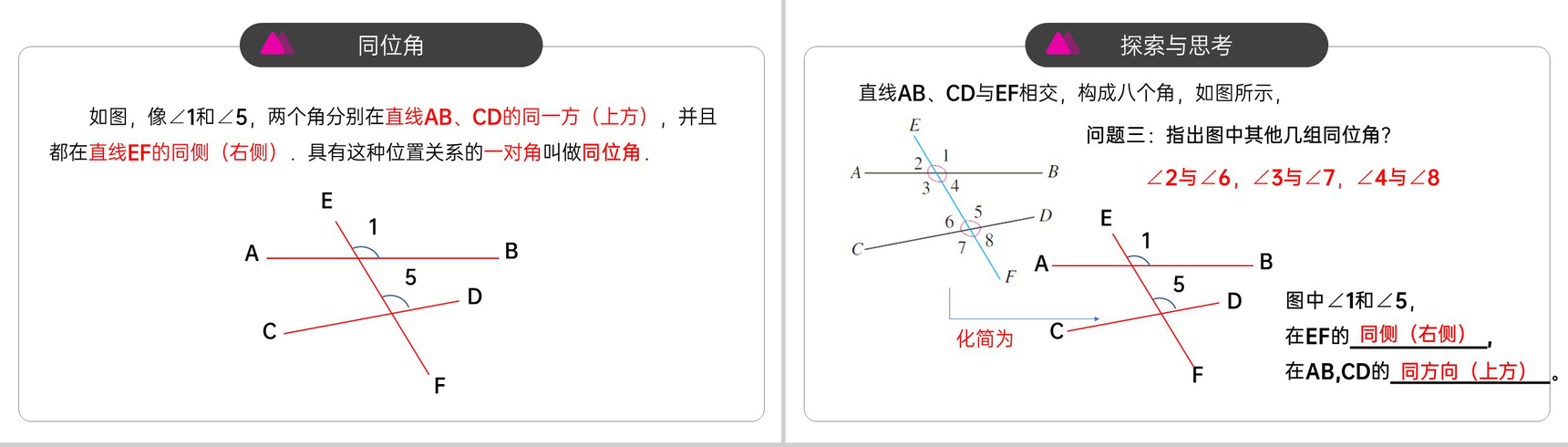 《同位角内错角同旁内角》初中数学七年级初一下册PPT课件-4