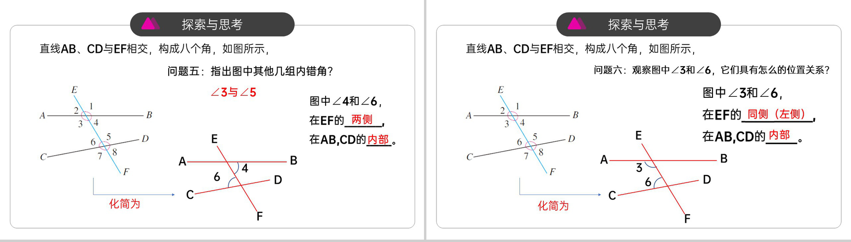 《同位角内错角同旁内角》初中数学七年级初一下册PPT课件-6