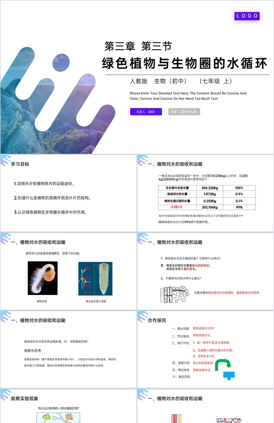 《绿色植物与生物圈的水循环》人教版七年级