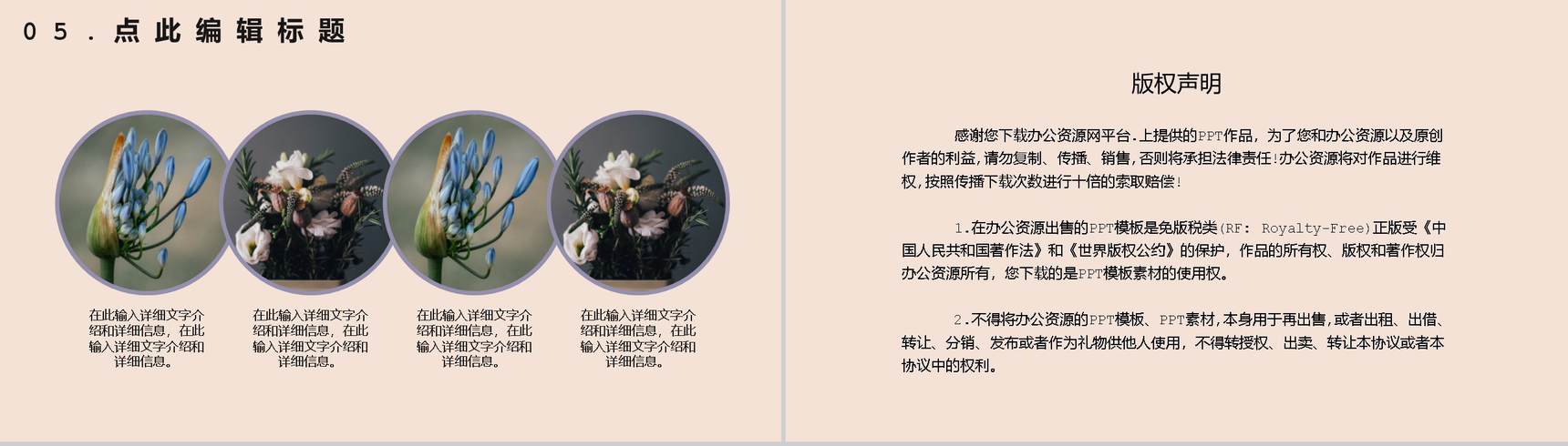浅紫色清新淡雅设计作品集展示PPT模板-10