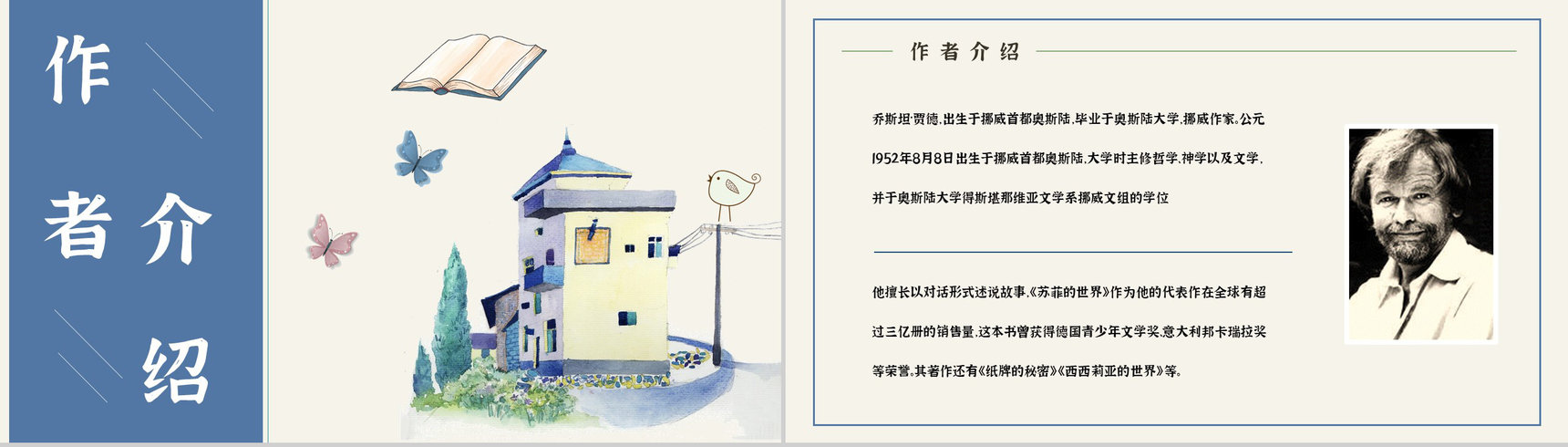 《苏菲的世界》乔斯坦贾德所著长篇小说介绍人物形象分析课件PPT模板-2