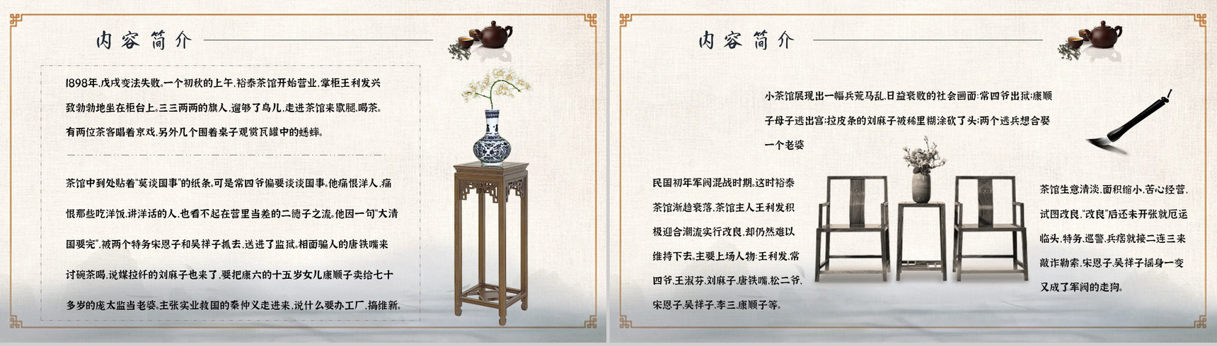 《茶馆》内容作者简介老舍读书分享名著逻辑梳理PPT模板-3