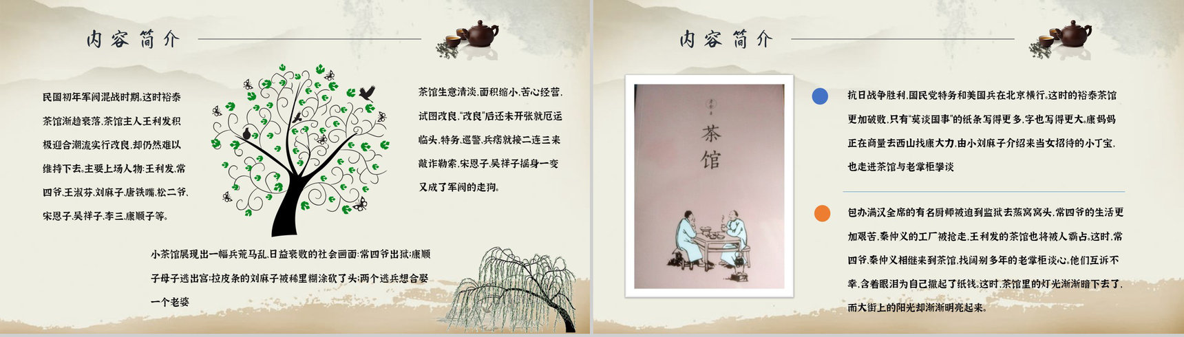 读书分享老舍《茶馆》内容简介名著导读PPT模板-9