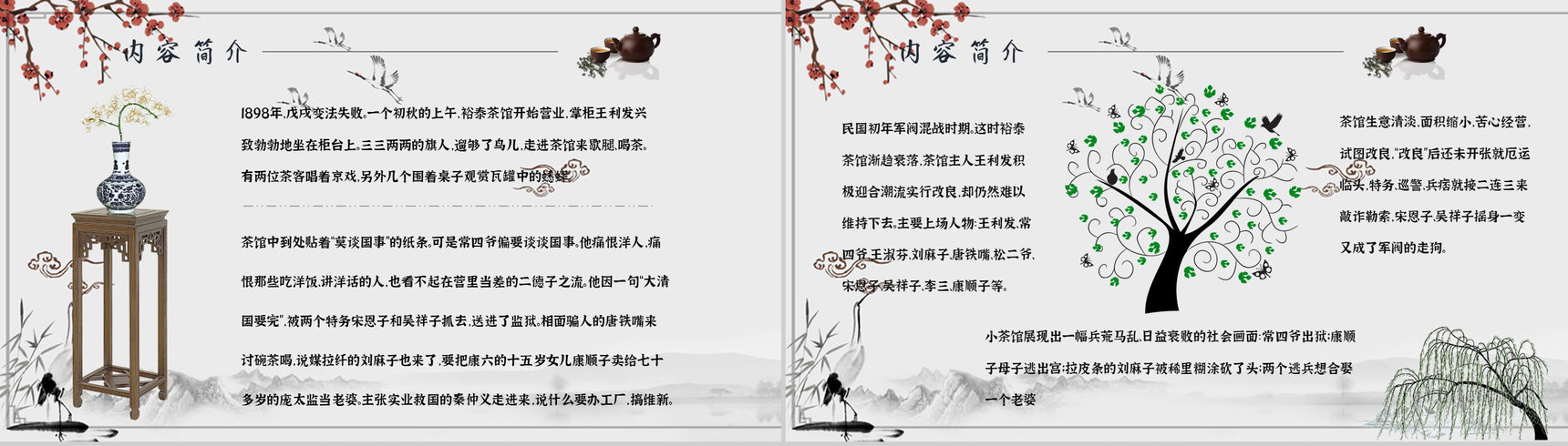读书分享老舍《茶馆》作品简介名著读后感PPT模板-6