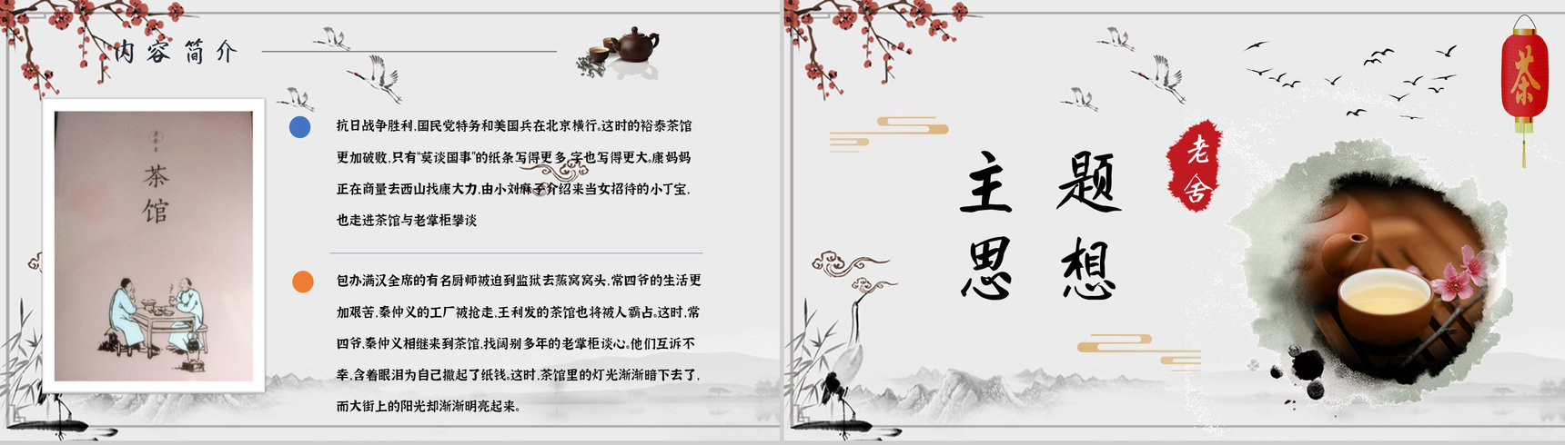 读书分享老舍《茶馆》作品简介名著读后感PPT模板-7