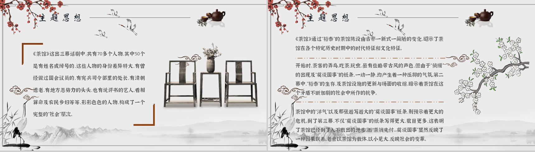 读书分享老舍《茶馆》作品简介名著读后感PPT模板-8