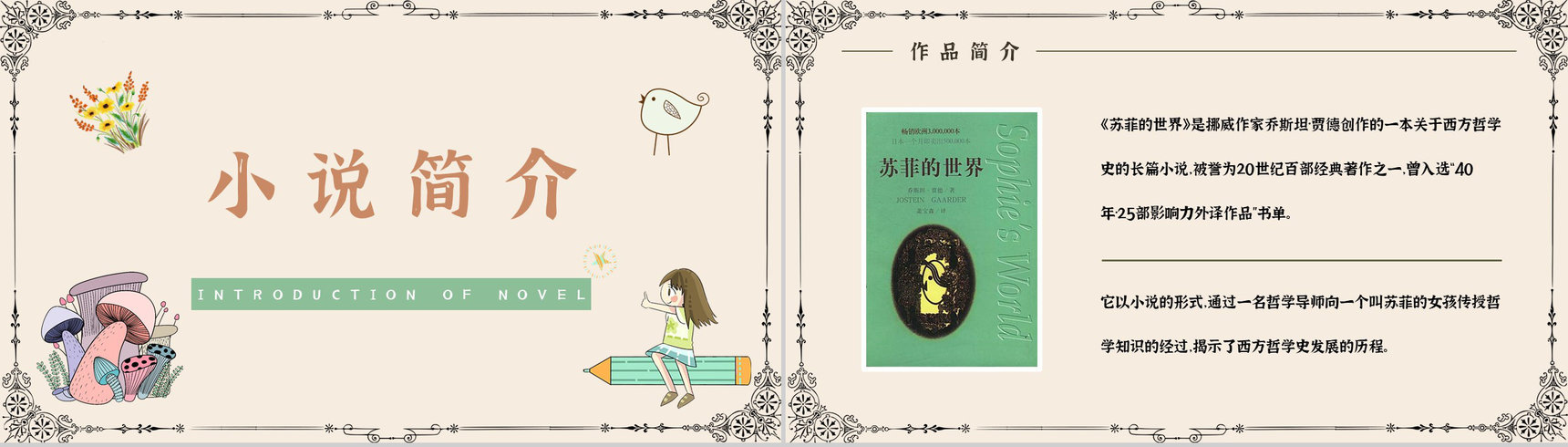 乔斯坦贾德所著长篇小说《苏菲的世界》文学作品导读好词好句摘抄鉴赏课件PPT模板-6