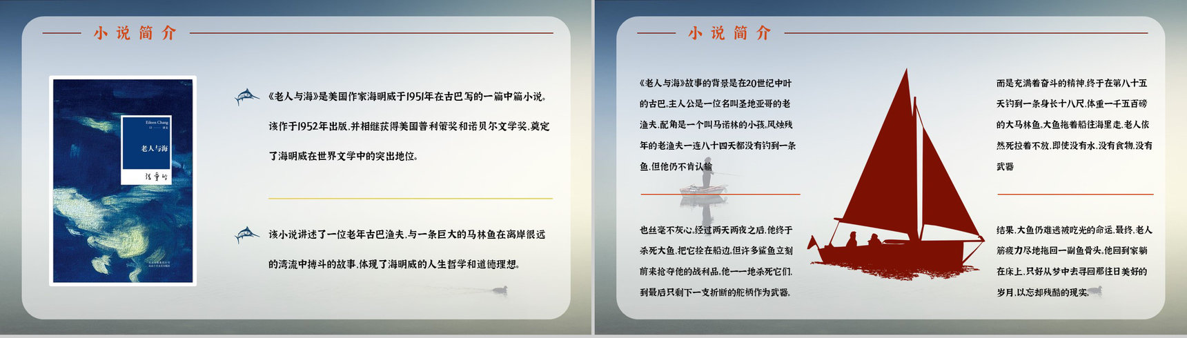 中学生必读小说海明威《老人与海》文学作品赏析教师备课课件PPT模板-8