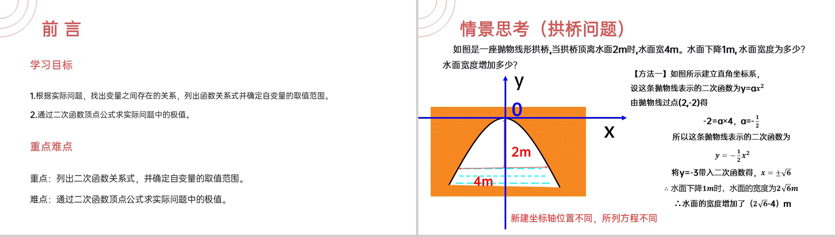 《 拱桥问题》九年级初三数学上册PPT课件(第22.3.3  课时)-2