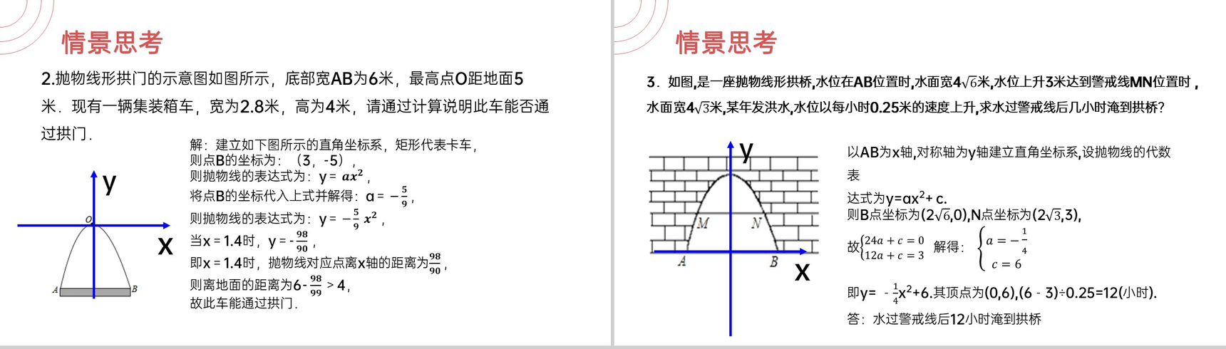 《 拱桥问题》九年级初三数学上册PPT课件(第22.3.3  课时)-5
