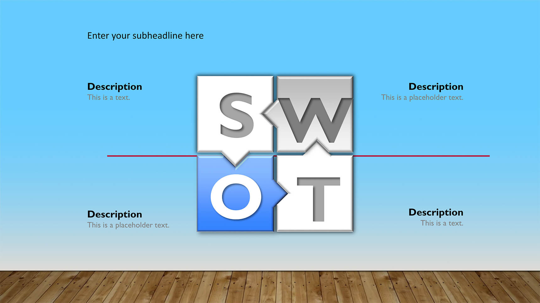 精致蓝色SWOT分析简约图表PPT模板-1