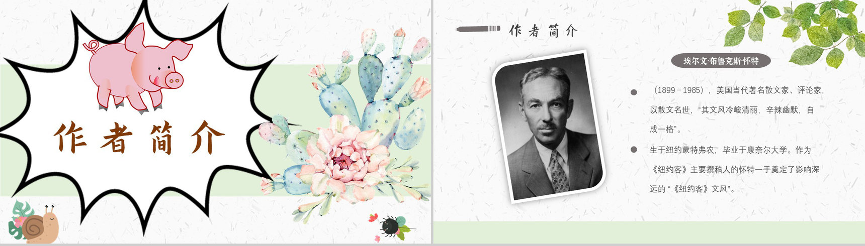 《夏洛的网》内容作者简介怀特读书分享名著逻辑梳理PPT模板-7