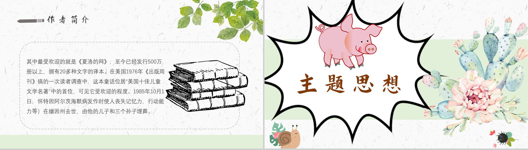 《夏洛的网》内容作者简介怀特读书分享名著逻辑梳理PPT模板-9
