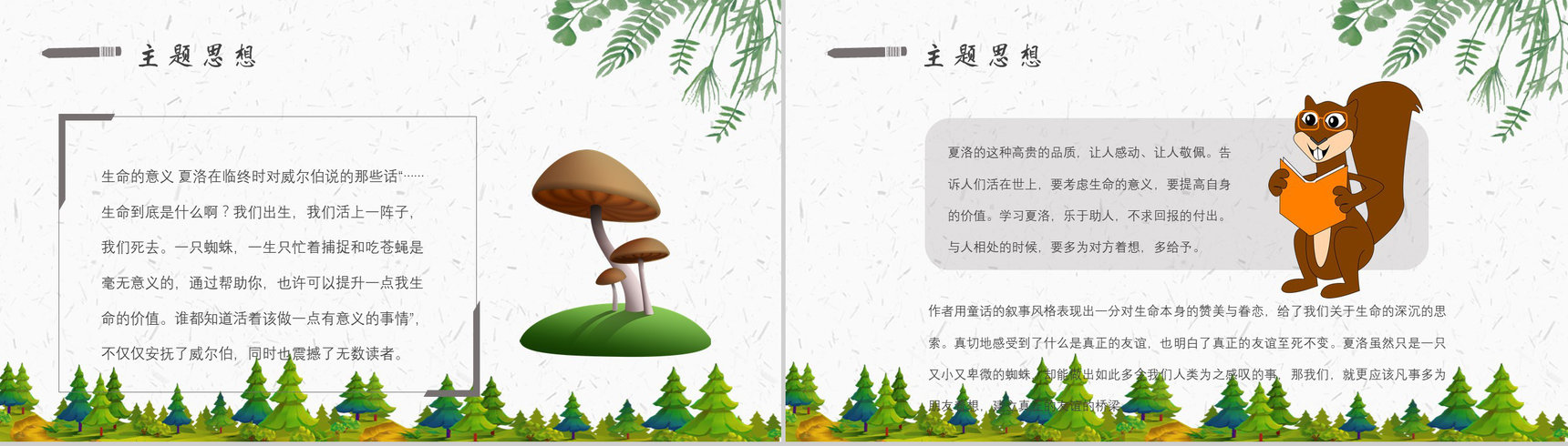 读书分享怀特《夏洛的网》作者简介寓言故事读后感PPT模板-10