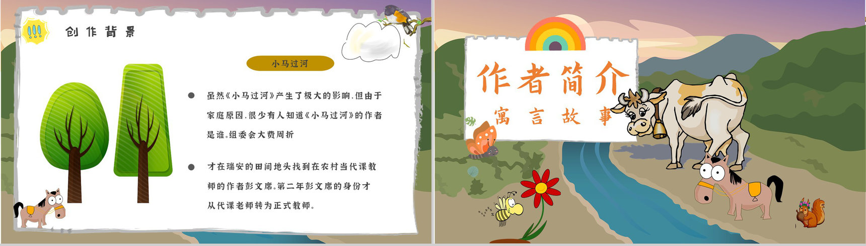 读书分享彭文席《小马过河》内容简介寓言故事导读PPT模板-3
