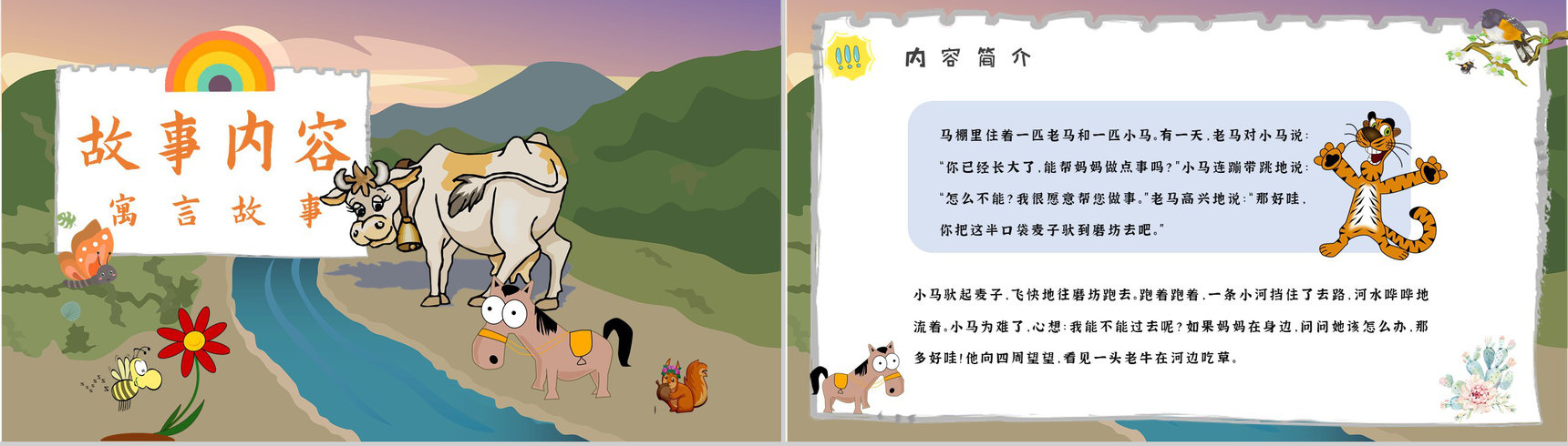 读书分享彭文席《小马过河》内容简介寓言故事导读PPT模板-5