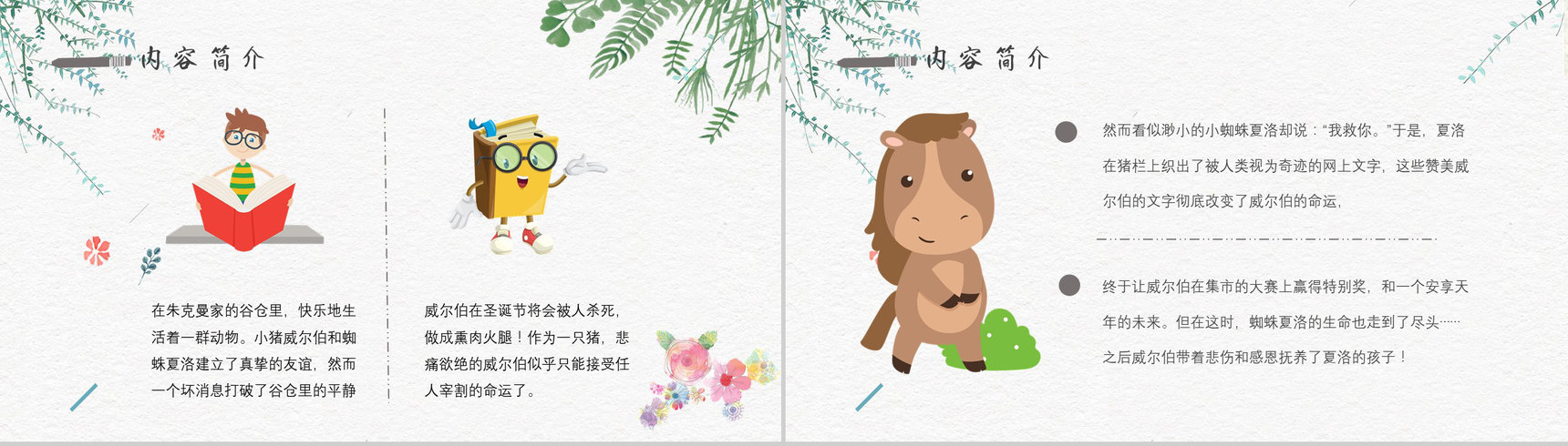 寓言故事《夏洛的网》人物分析怀特教师备课心得体会PPT模板-4