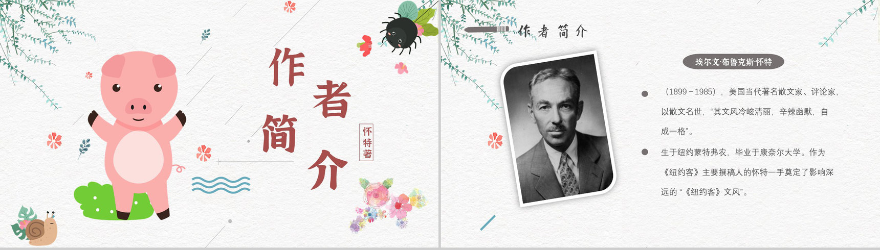 寓言故事《夏洛的网》人物分析怀特教师备课心得体会PPT模板-5