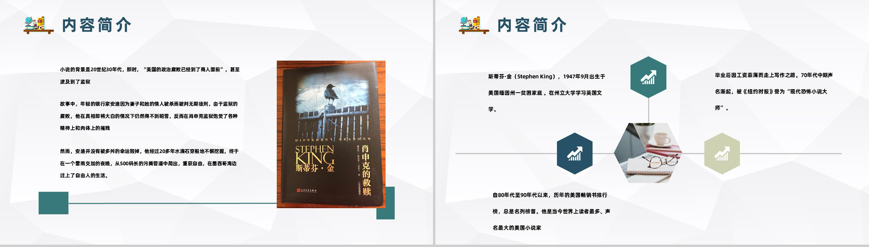 世界名著推荐肖申克的救赎斯蒂芬金经典名著个人读书分享会感悟与收获PPT模板-3