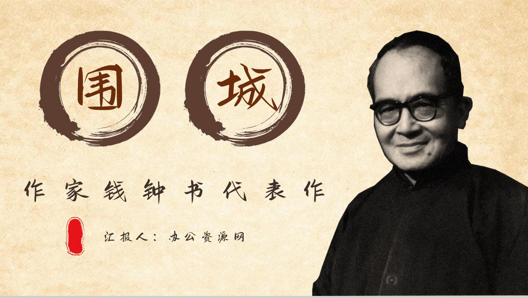 教学教育学生书籍阅读之钱钟书《围城》好词好句摘抄及赏析PPT模板-1
