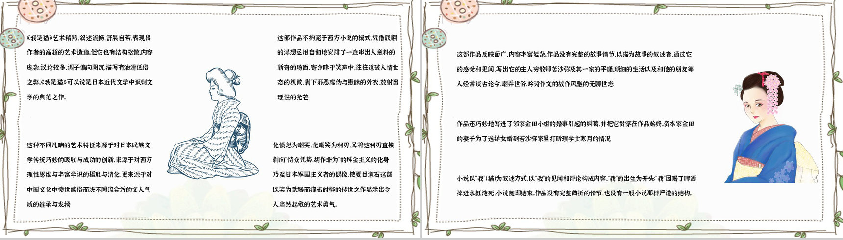 读书笔记之夏目漱石《我是猫》长篇小说艺术特色分析知识点梳理PPT模板-3