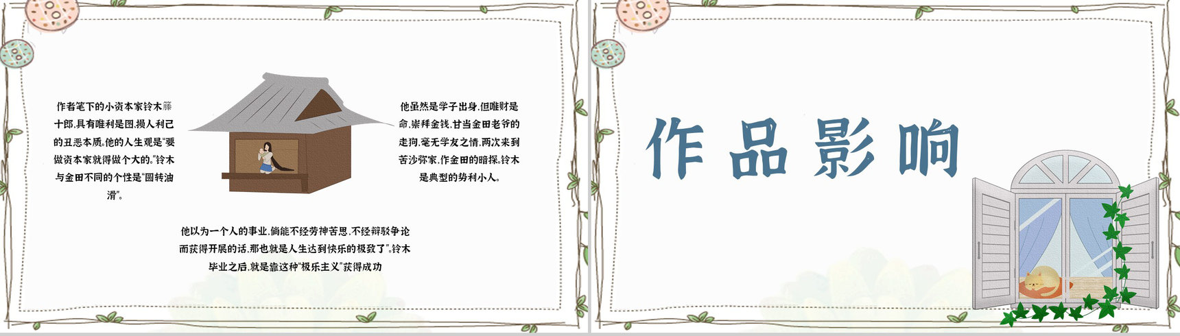 读书笔记之夏目漱石《我是猫》长篇小说艺术特色分析知识点梳理PPT模板-5