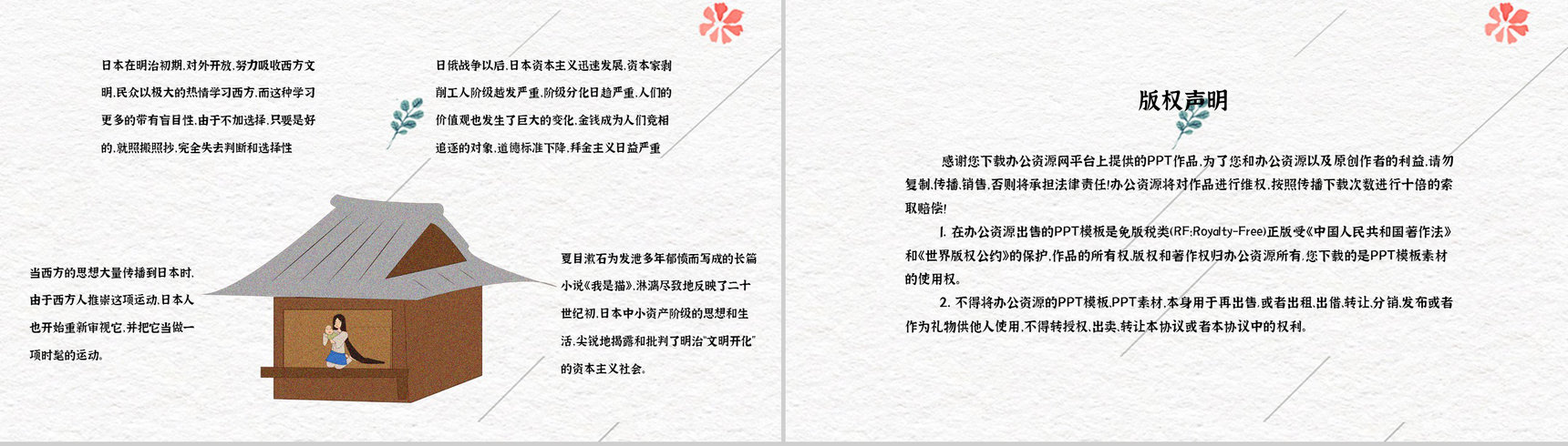 日本作家夏目漱石小说《我是猫》作品简介导读文学鉴赏PPT模板-11