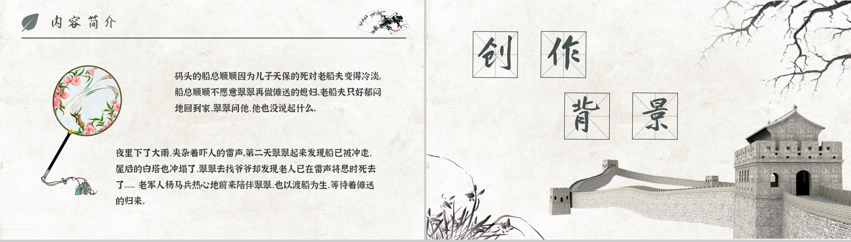 读书分享沈从文《边城》内容简介名著读后感PPT模板-5