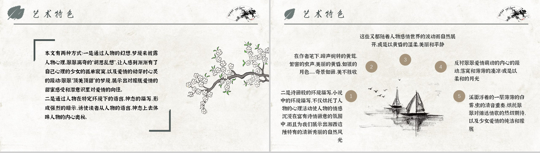 读书分享沈从文《边城》内容简介名著读后感PPT模板-10