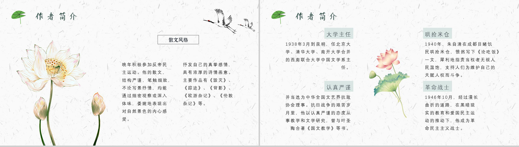读书分享朱自清《匆匆》作品简介名著导读PPT模板-4